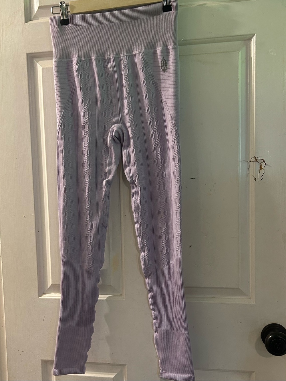 Free People Lavender Cable-Knit Leggings
